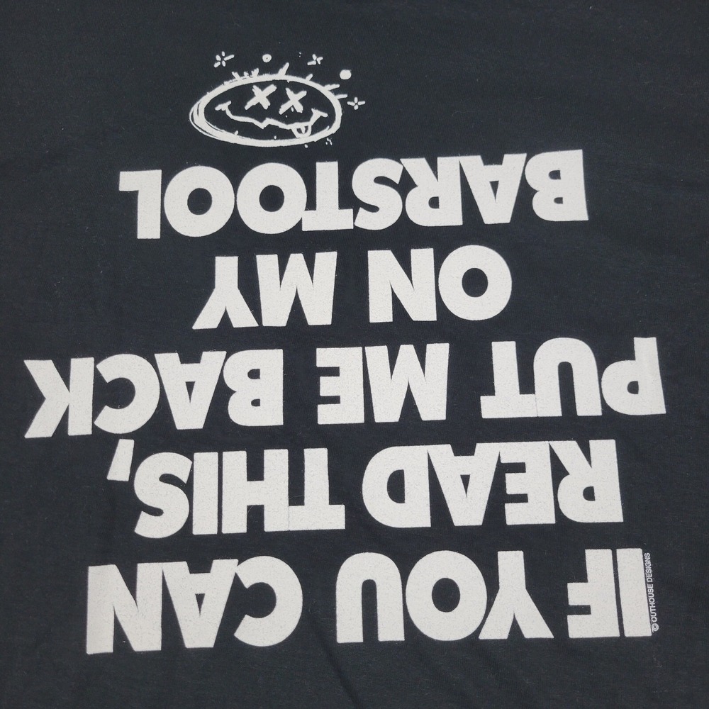 Fruit of the Loom Barstool‎ Graphic T-Shirt Mens Large Black Cotton Short Sleeve